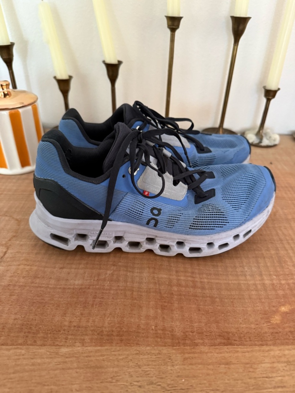 On Cloud Running Light Blue and Black Running Shoes. $170 new.